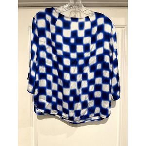Dries Van Noten Blue Checked Silky Blouse Size 36 / XS